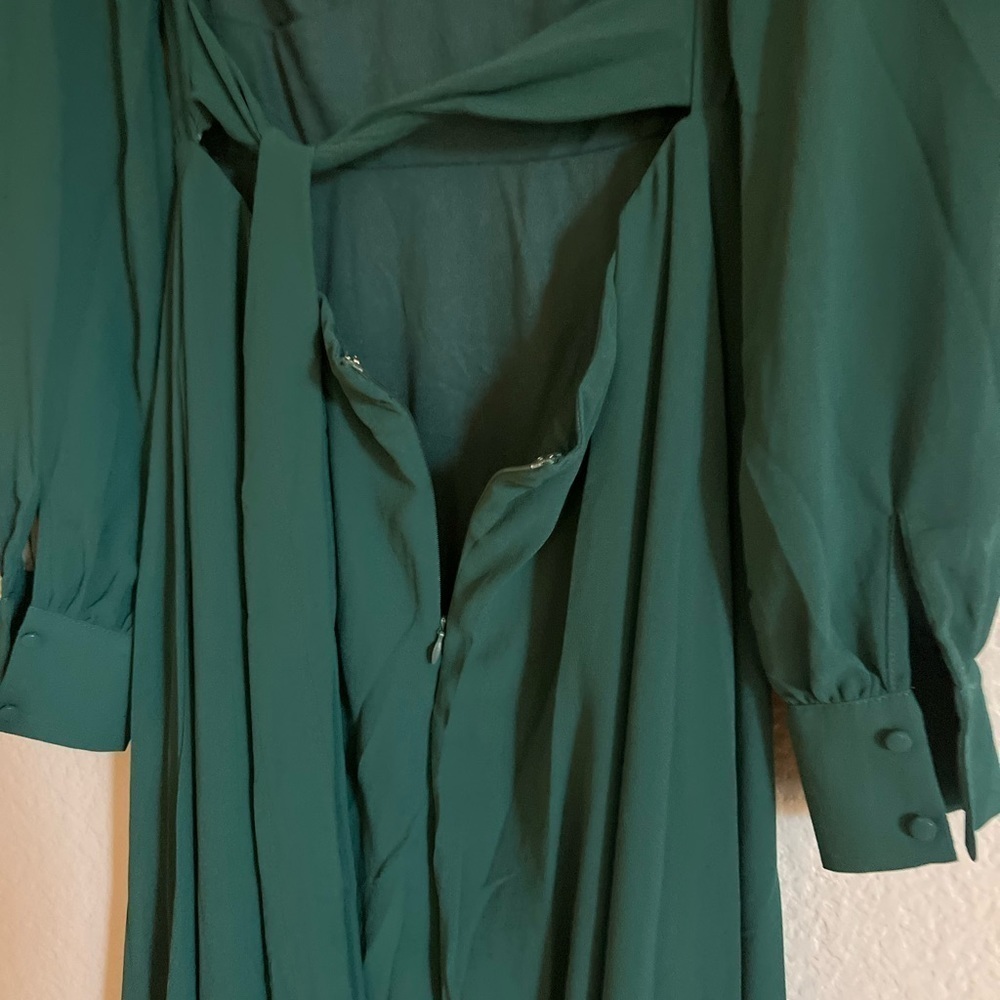 Talk About Divine Hunter Green Long Sleeve Backless Maxi Dress - Picture 6 of 10